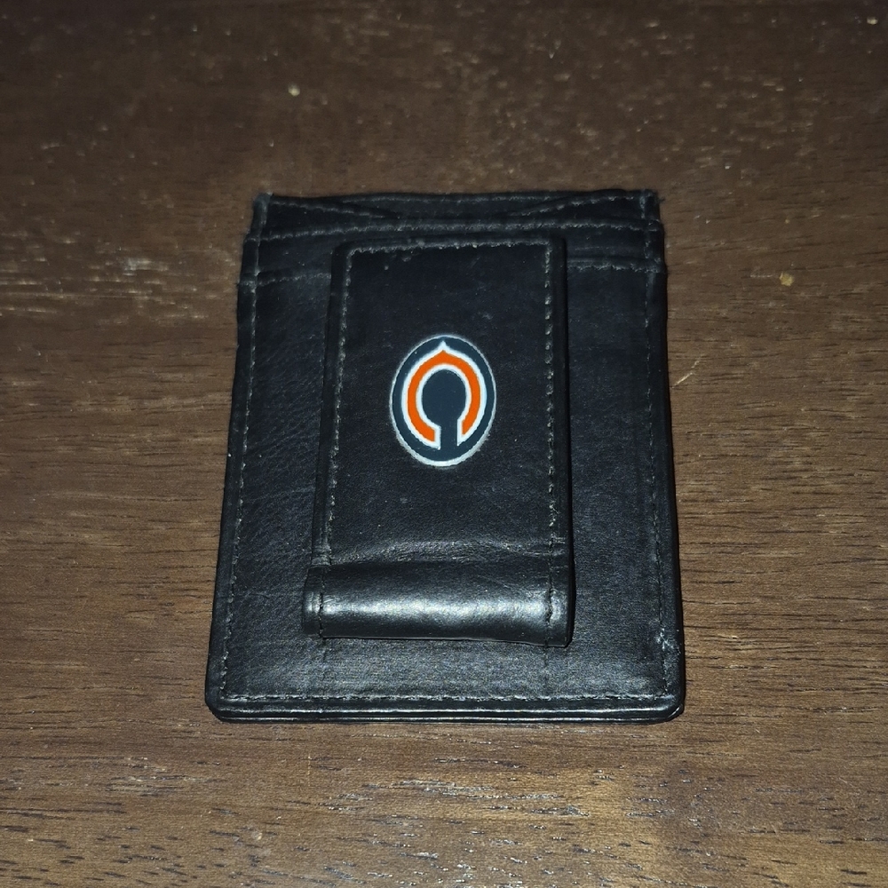 Chicago Bears Black Leather Money Clip Wallet - Magnetic Mens NFL Wallet